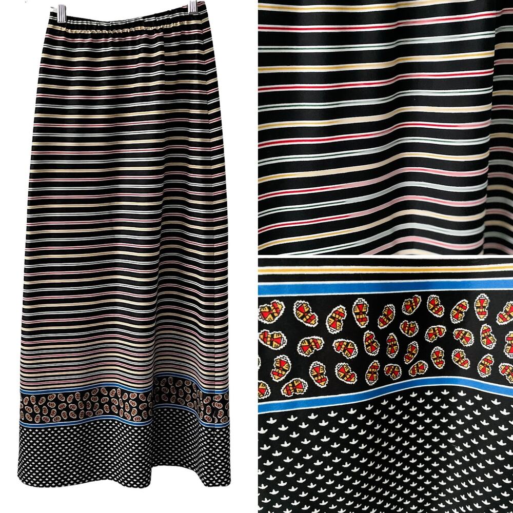 Miss Charm vintage 70s striped tribal boho A-line pull on maxi skirt size XS/S